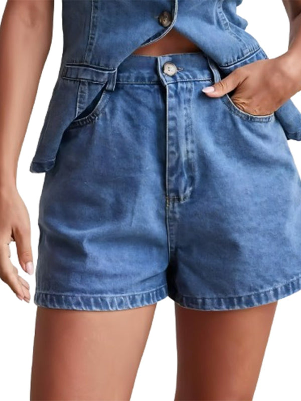 Rovioo High-Waist Denim Shorts
