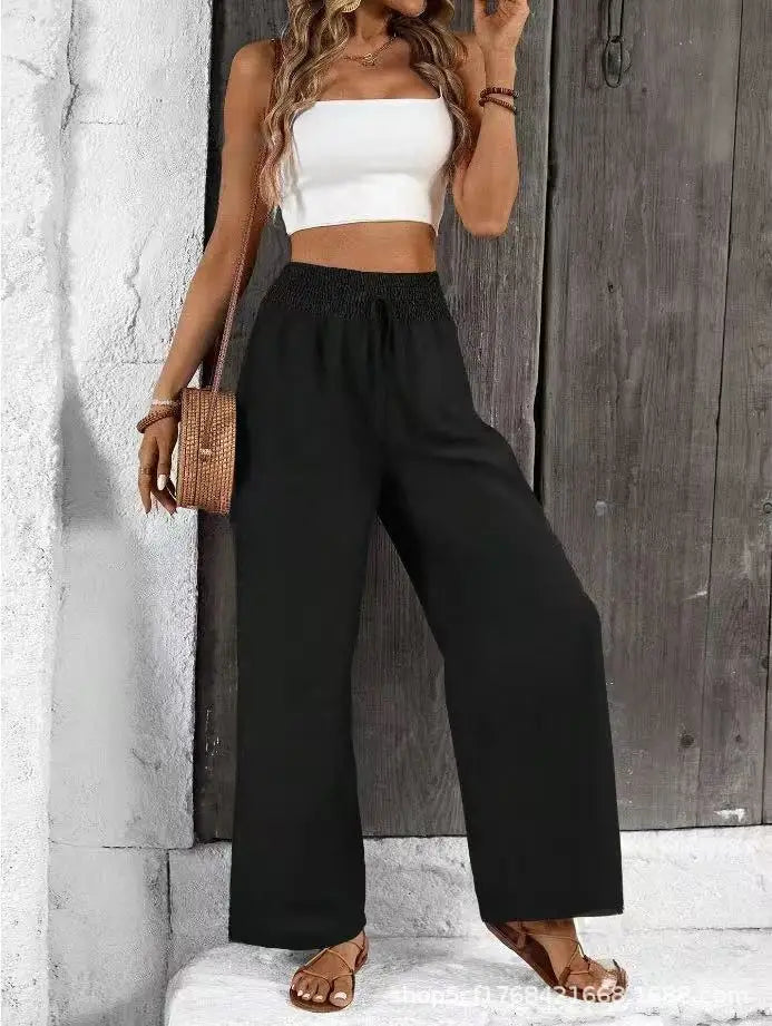 High-Waist Linen Wide-Leg Pants