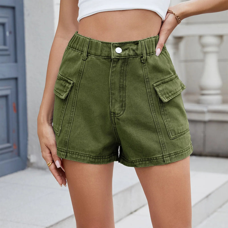 Rovioo High-Waist Casual Denim Shorts