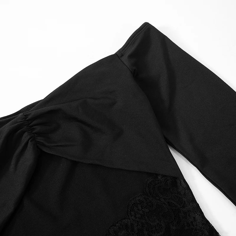 ROVIOO CUTENOVA Two-Piece Set with Lace Panel Skirt