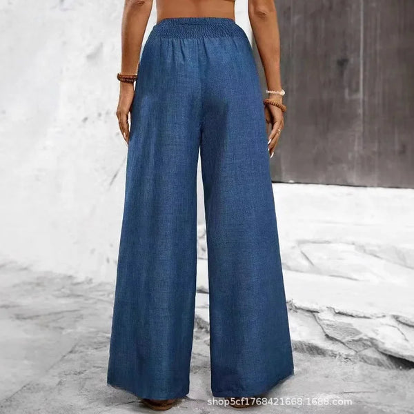 High-Waist Linen Wide-Leg Pants