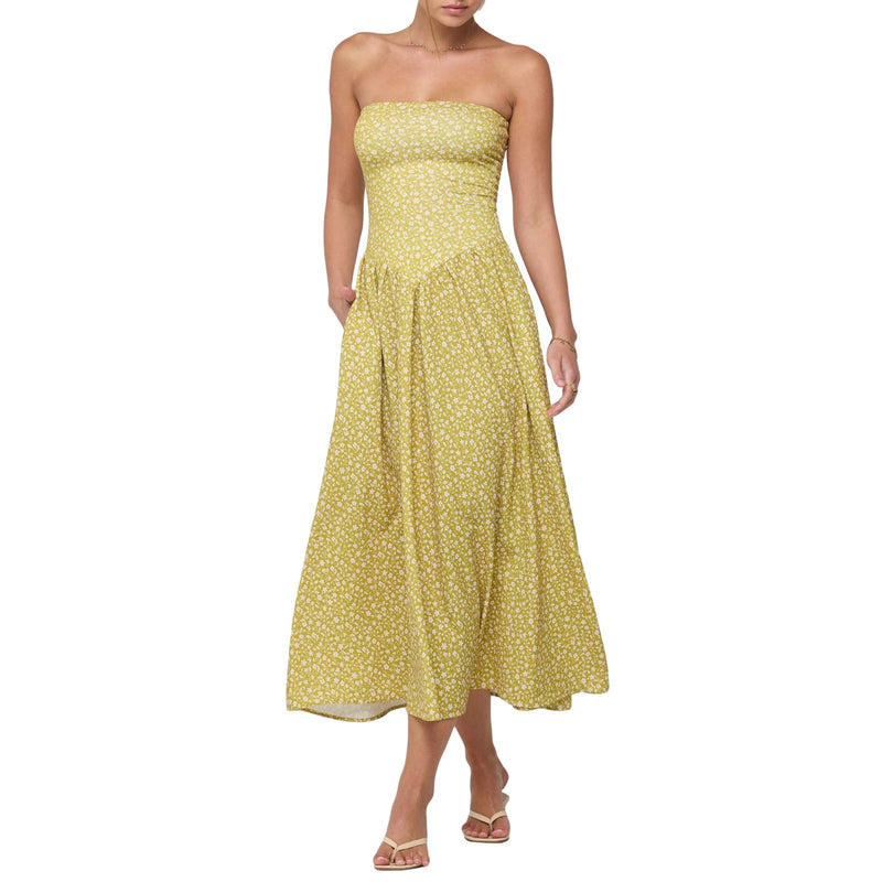 Rovioo Floral Strapless Maxi Dress