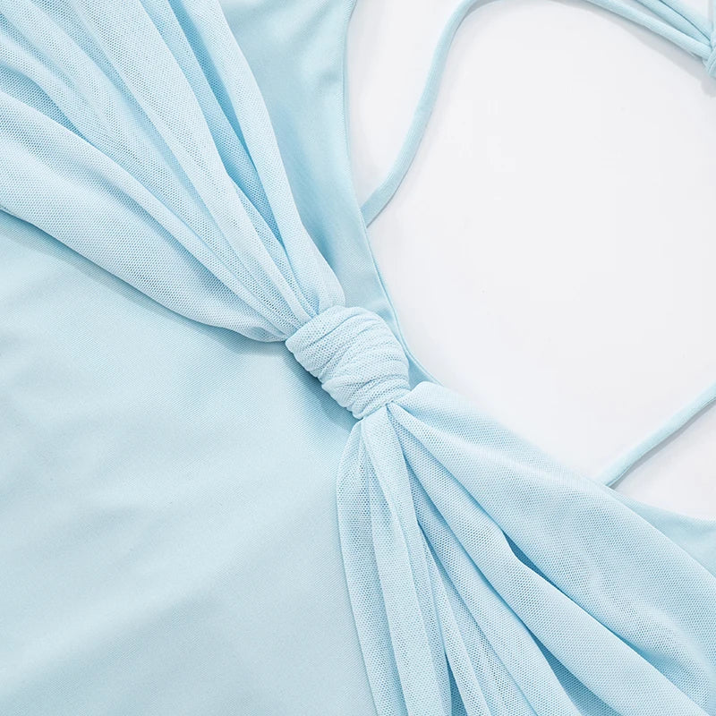 Rovioo Baby Blue Off-Shoulder Maxi Dress