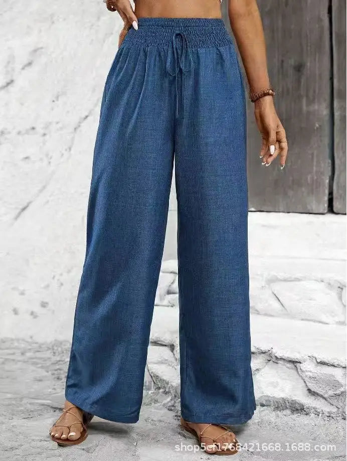 High-Waist Linen Wide-Leg Pants