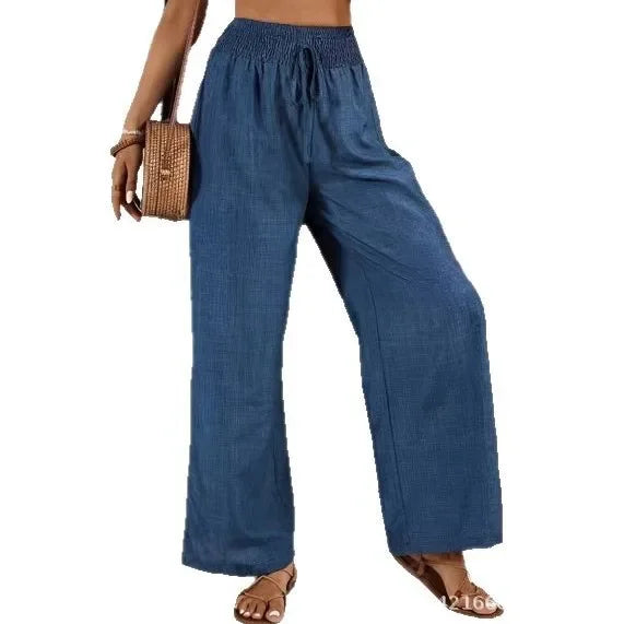 High-Waist Linen Wide-Leg Pants