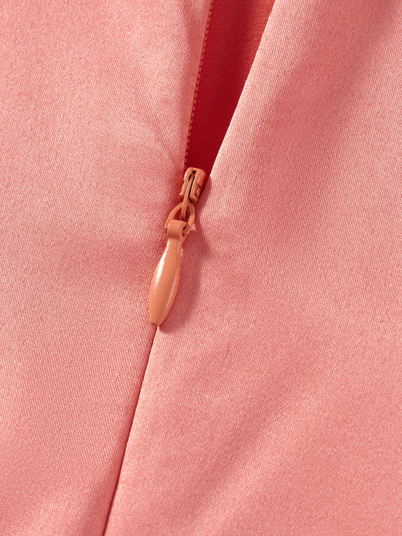 Rovioo Satin Mini Dress with 3D Floral Embellished Straps