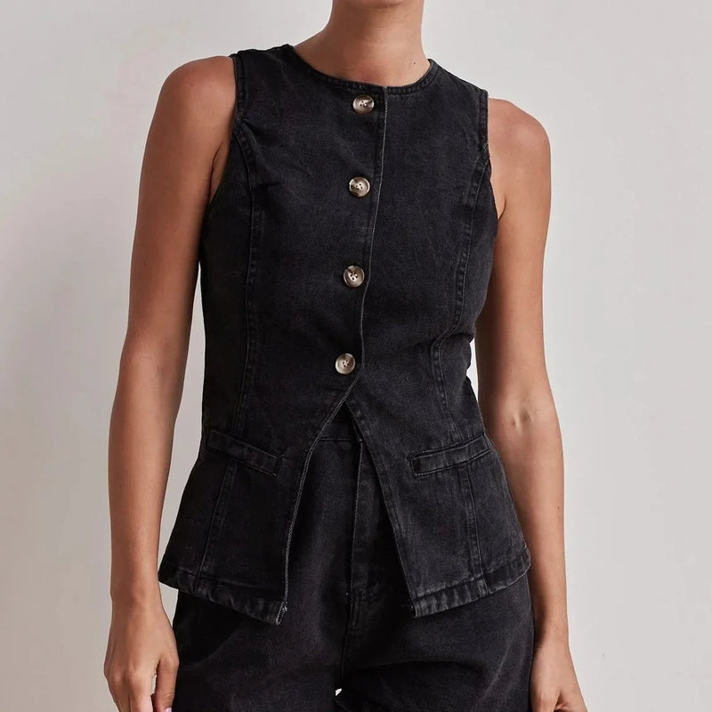Rovioo Sleeveless Denim Top