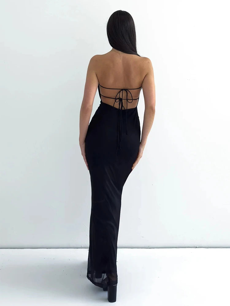 Rovioo Dulzura - Elegant Floral Strapless Maxi Dress