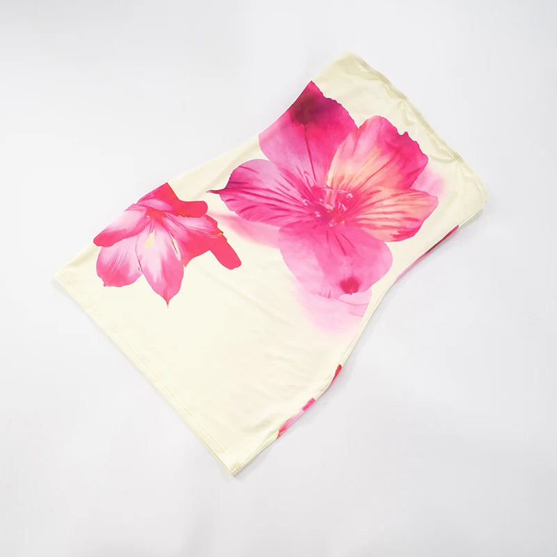 ROVIOO CUTENOVA Tropical Hibiscus Print Tube Dress