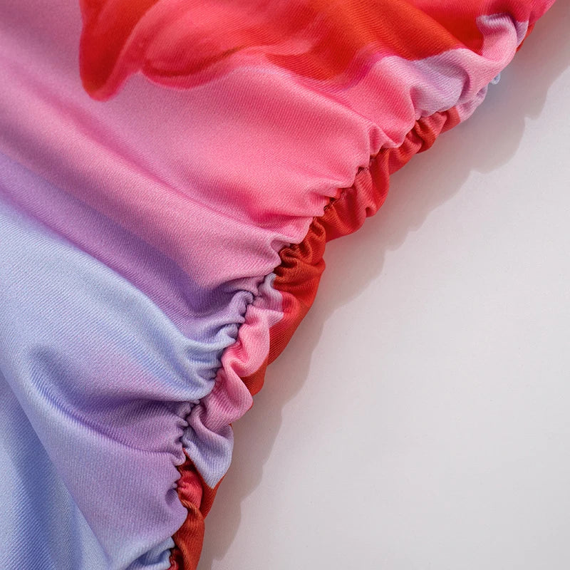 ROVIOO CUTENOVA - Tropical Floral Strapless Maxi Dress