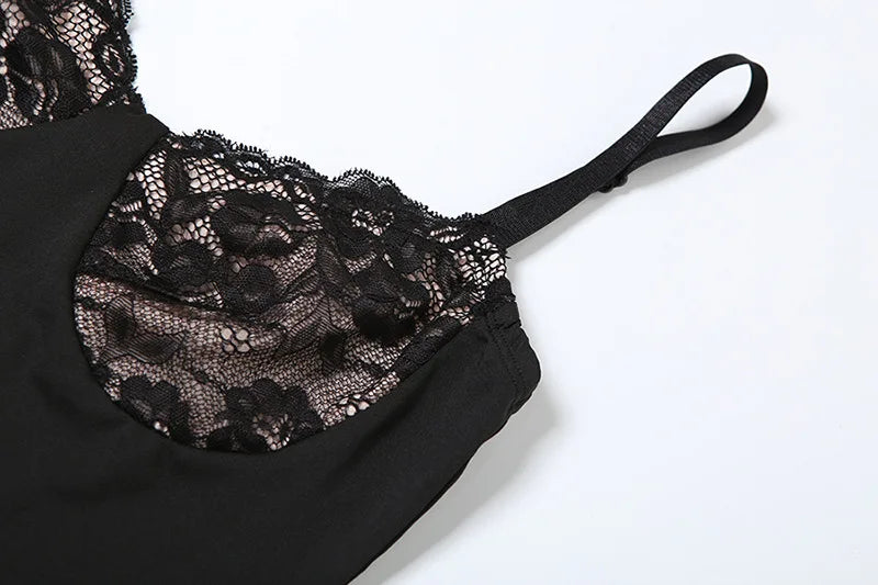 Rovioo Lace Trim Sexy Backless Party Club Birthday Maxi Y2K Dress for Women Summer