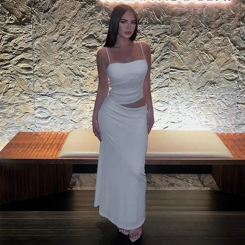 Rovioo Women Sexy Club Two Piece Set Summer Fashion Sleeveless