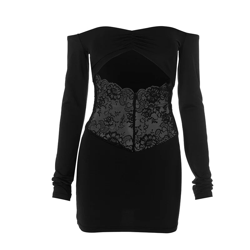 ROVIOO CUTENOVA Two-Piece Set with Lace Panel Skirt