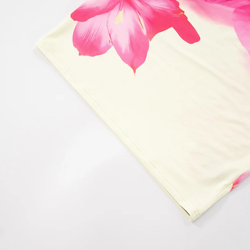 ROVIOO CUTENOVA Tropical Hibiscus Print Tube Dress