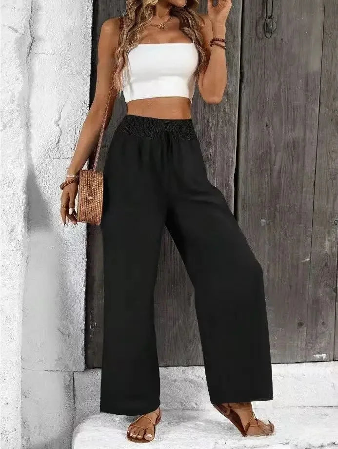 High-Waist Linen Wide-Leg Pants