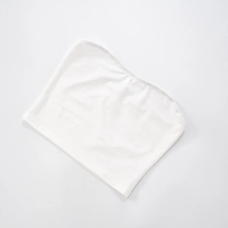 ROVIOO  CUTENOVA Women Spring Summer Solid Color Strapless Set Of Pullover Crop Tank Top + Elastic Waist Open Seven Pants Causal Sets