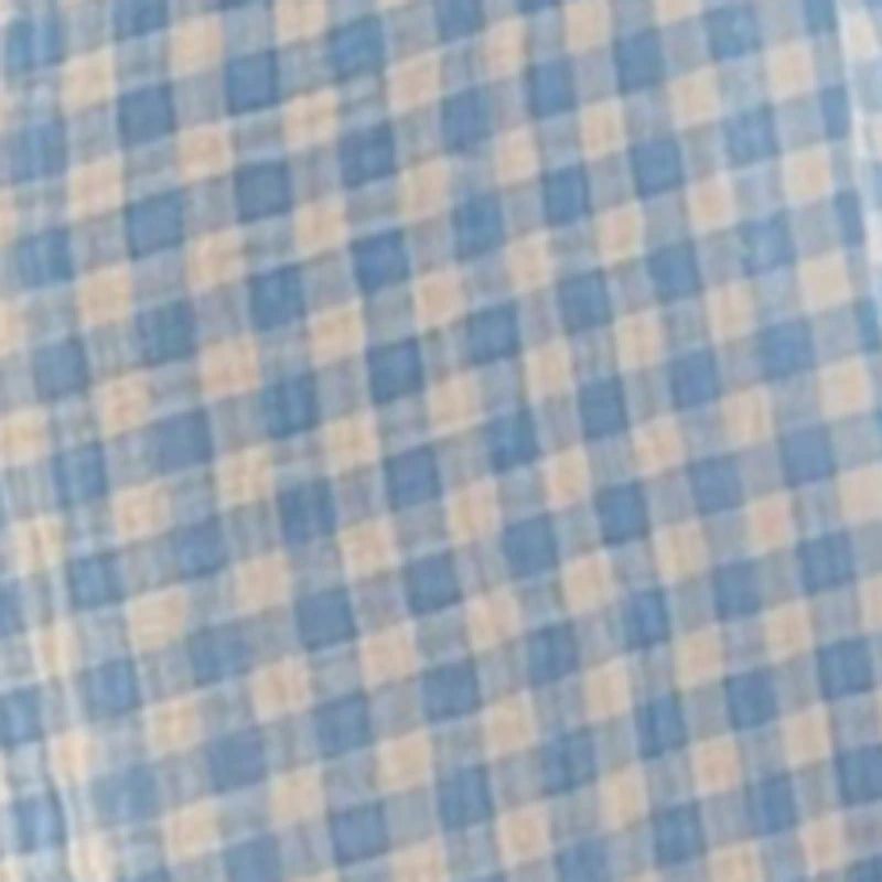 Blue Gingham Wide-Leg Pants with Side Tie Details