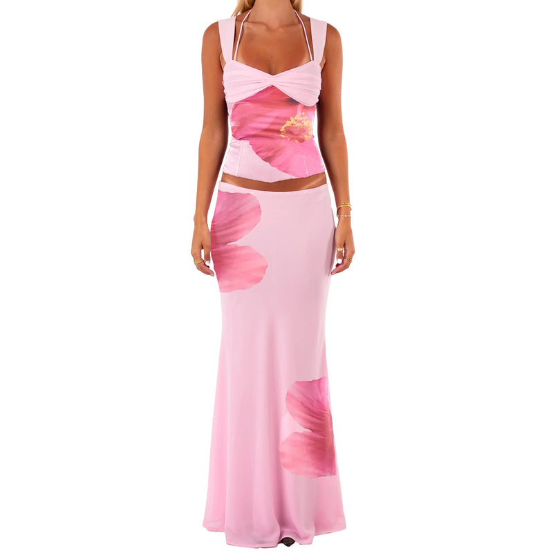 Rovioo CUTENOVA Women’s Summer 2-Piece Retro Maxi Set