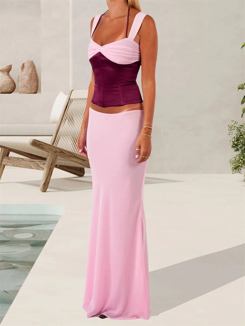 Rovioo CUTENOVA Women’s Summer 2-Piece Retro Maxi Set