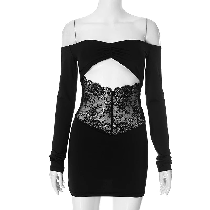 ROVIOO CUTENOVA Two-Piece Set with Lace Panel Skirt