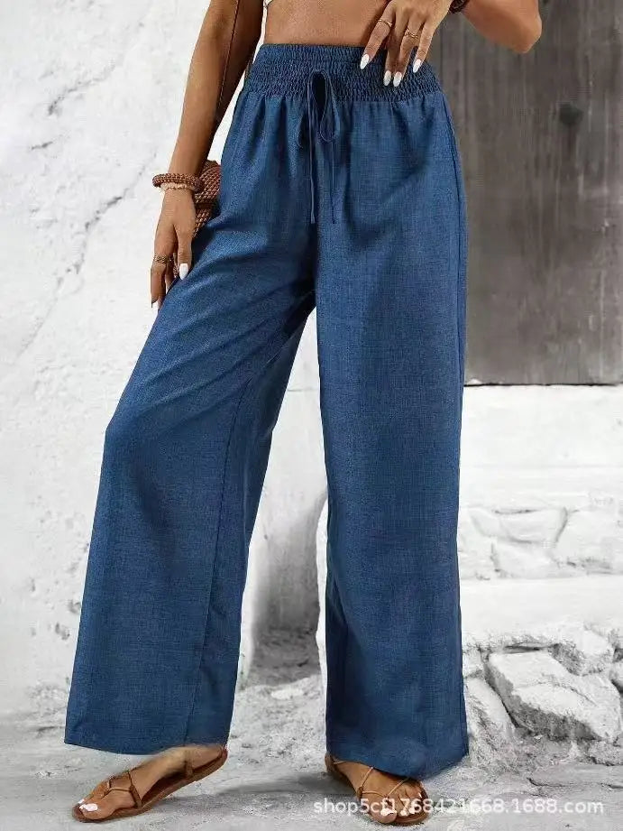 High-Waist Linen Wide-Leg Pants