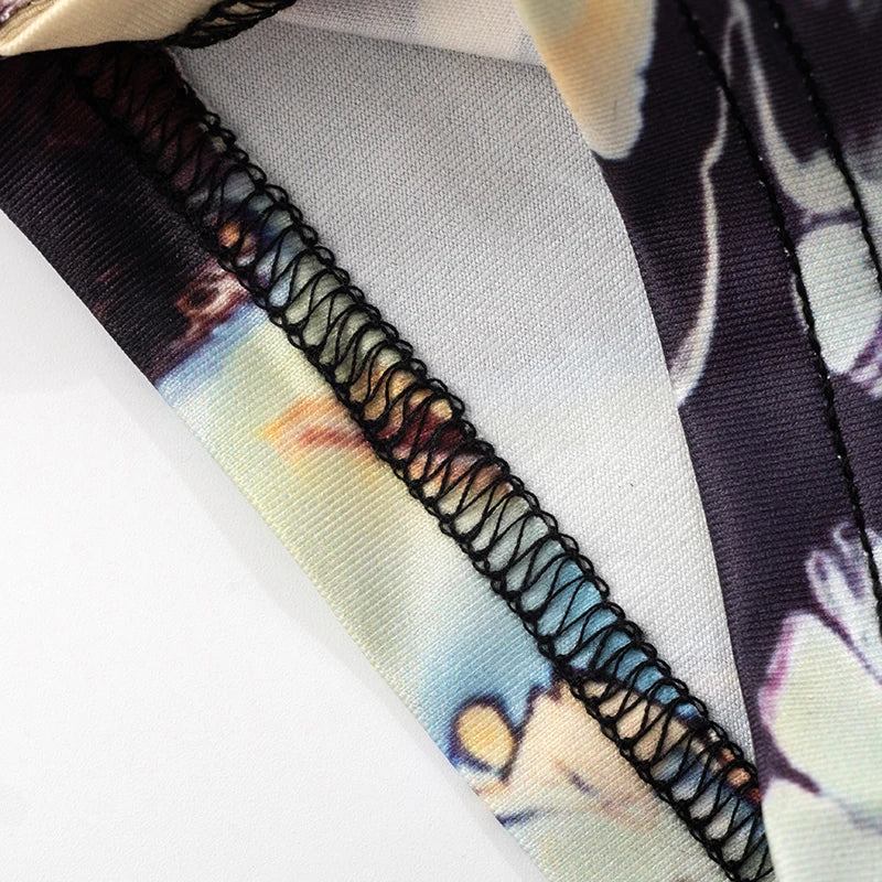 ROVIOO CUTENOVA Women'S Sexy Skinny Abstract Pattern Printed Elastic High Waisted Hip Wrap Elastic Seven Points Casual Sporty Pants