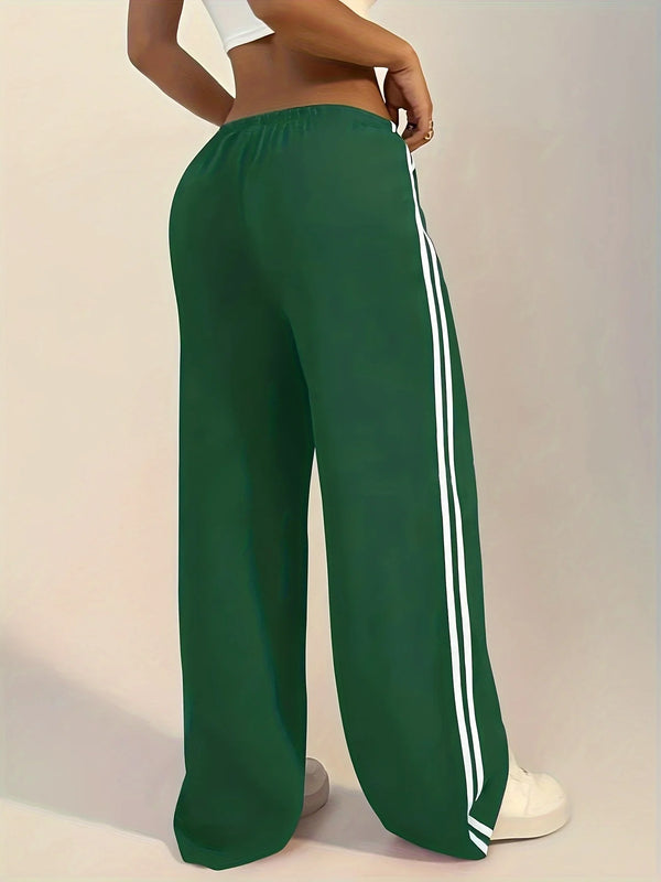 Relaxed Wide-Leg Track Pants with Side Stripe
