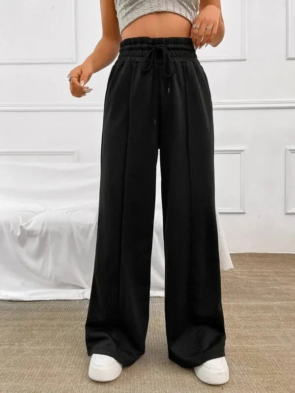 Pleated Wide-Leg Sweatpants