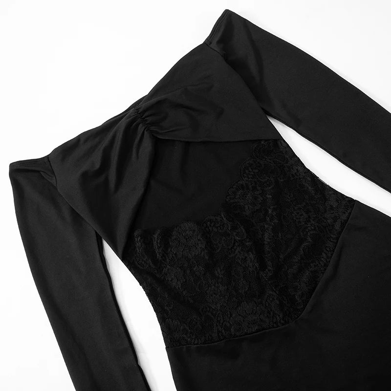 ROVIOO CUTENOVA Two-Piece Set with Lace Panel Skirt