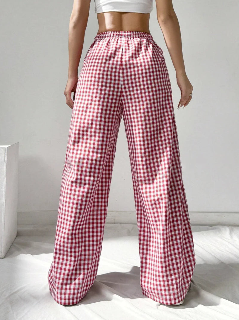 Classic Gingham Wide-Leg Lounge Pants