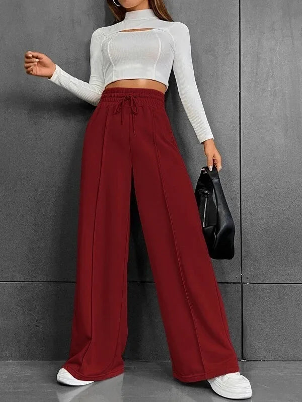 Pleated Wide-Leg Sweatpants