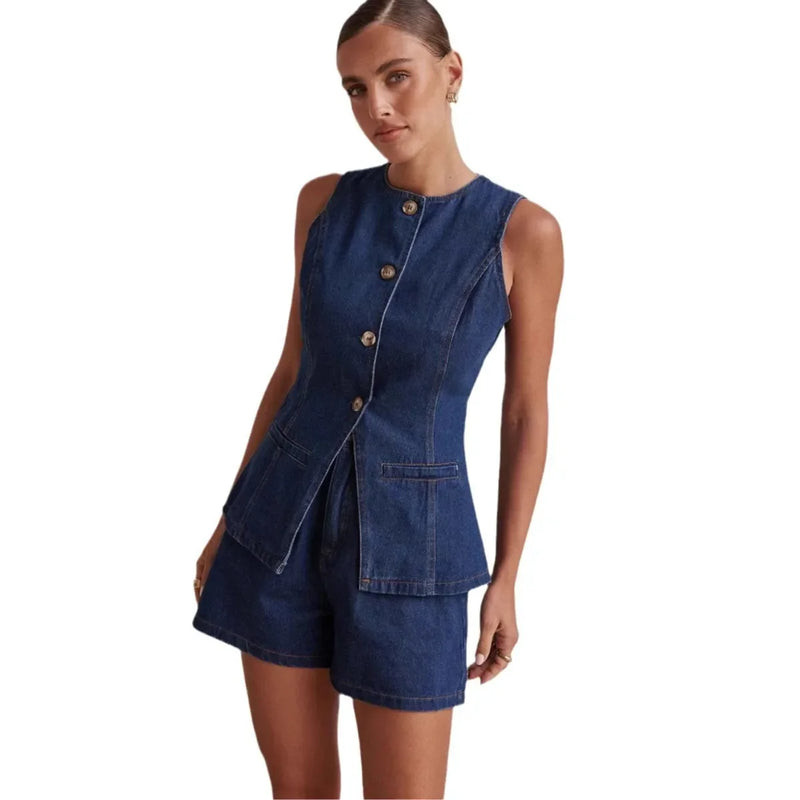 Rovioo Sleeveless Denim Top