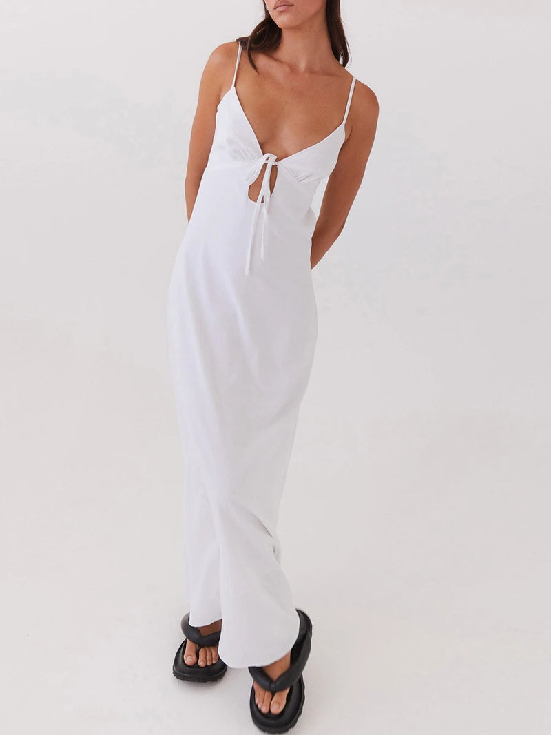 Rovioo Striped Button-Front Maxi Dress