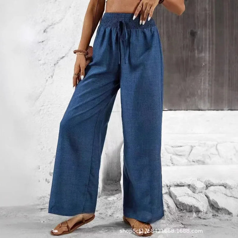 High-Waist Linen Wide-Leg Pants