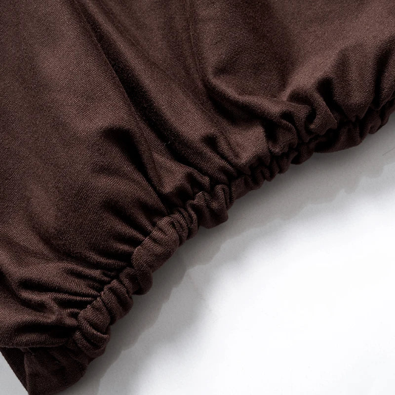 ROVIOO CUTENOVA Solid Color Pleated Backless Sexy Twopiece Set