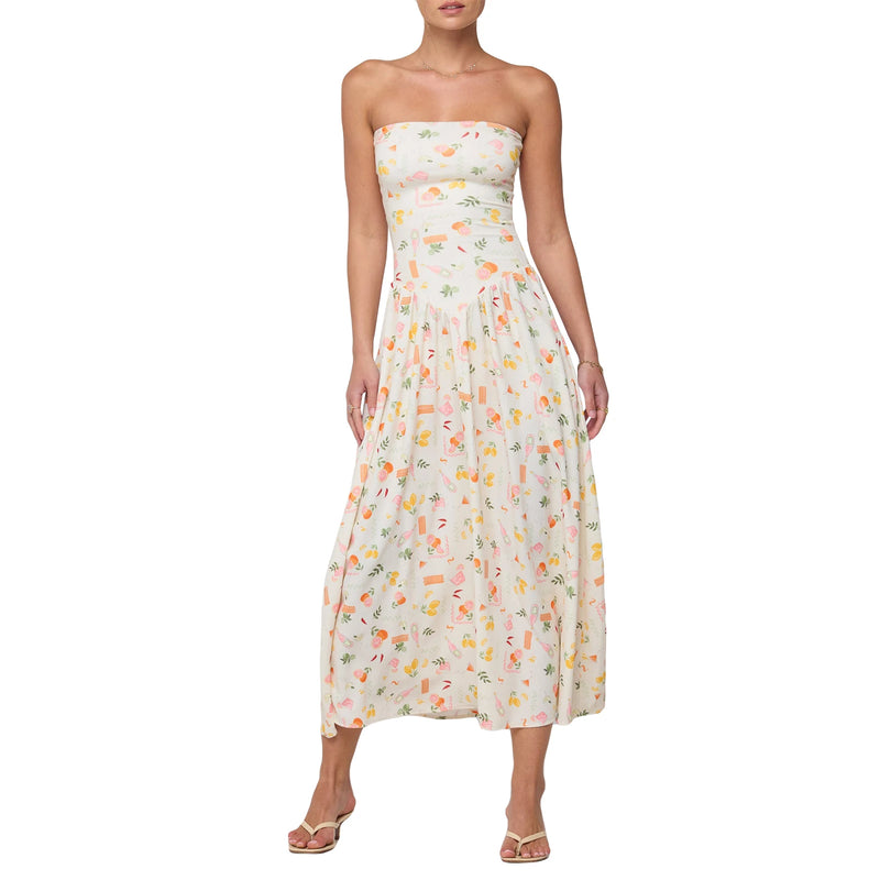 Rovioo Floral Strapless Maxi Dress