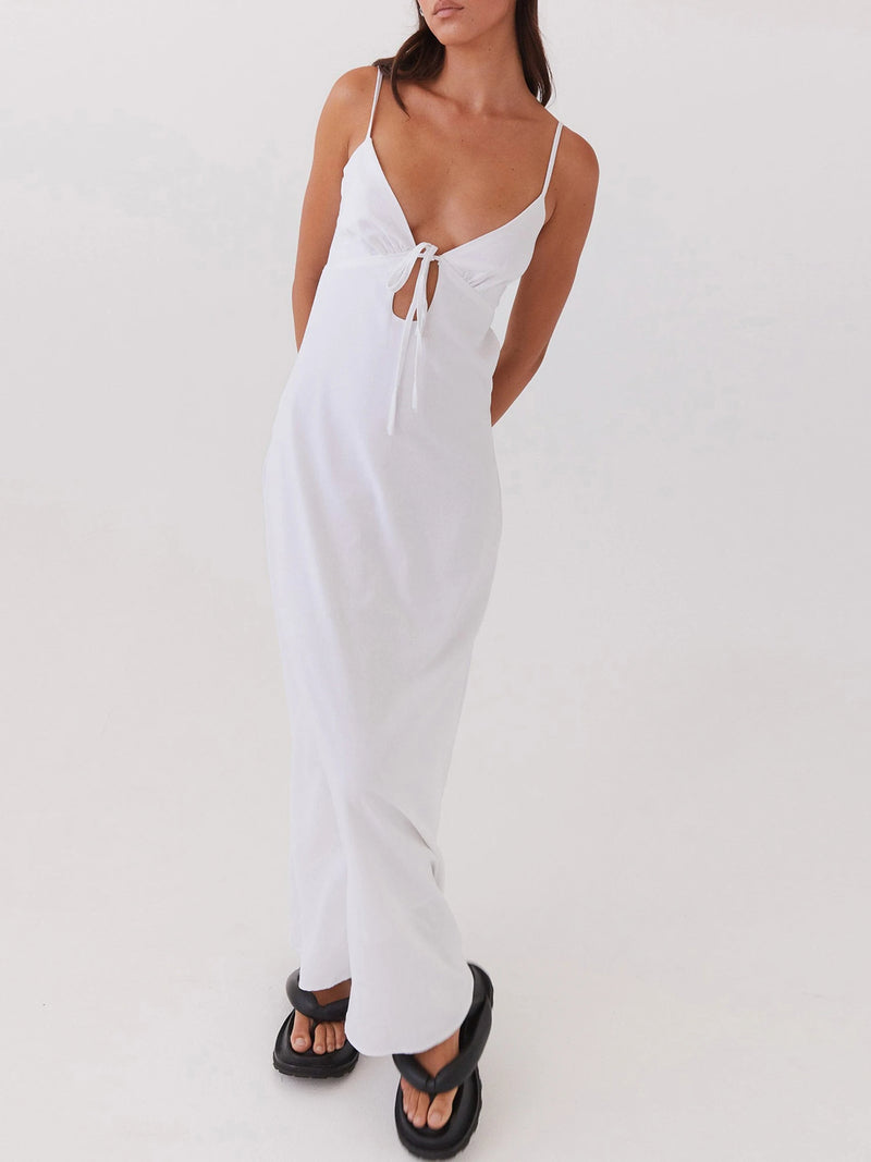 Rovioo Striped Button-Front Maxi Dress