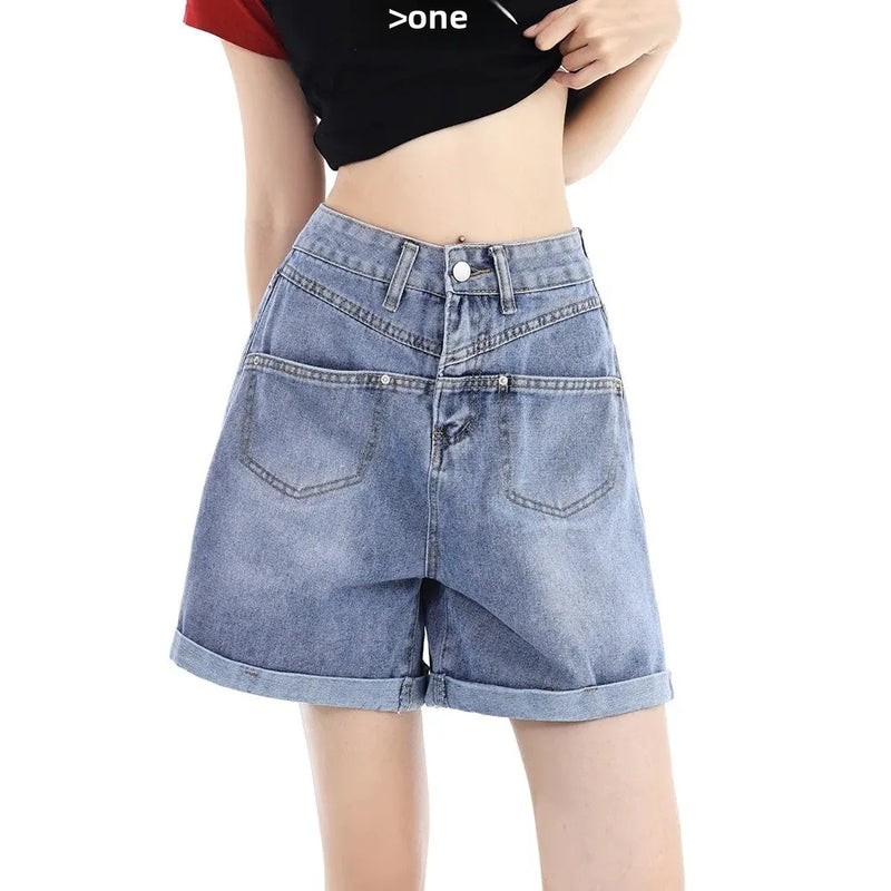 Rovioo Light Blue A-Line Denim Shorts