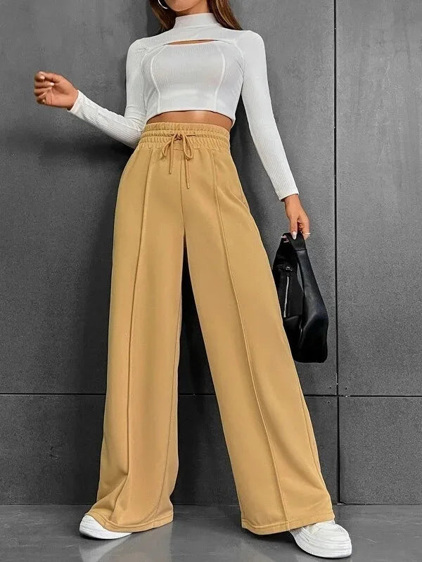 Pleated Wide-Leg Sweatpants