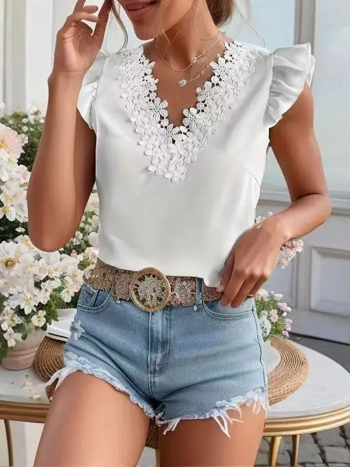 Rovioo Lace Chiffon Blouse