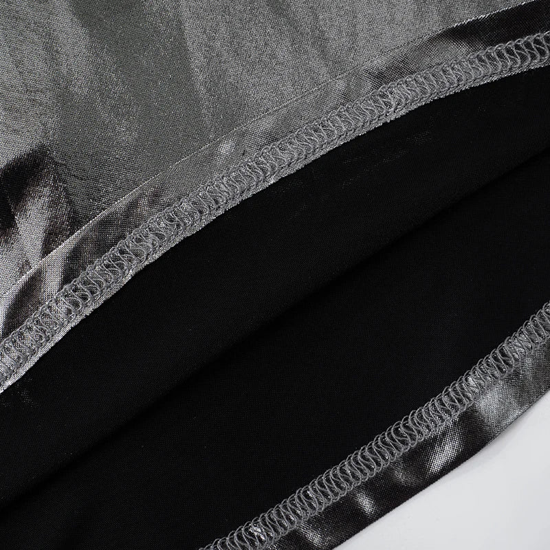 ROVIOO CUTENOVA Metallic Silver Halter Mini Dress