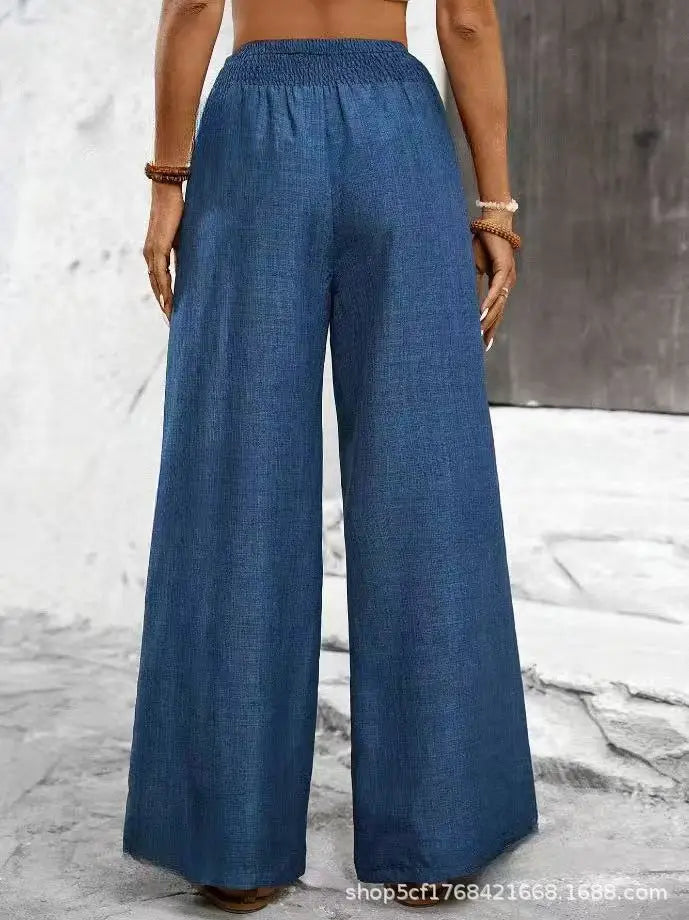 High-Waist Linen Wide-Leg Pants