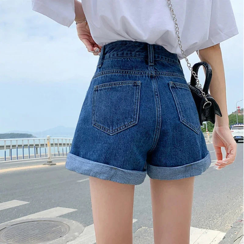 Rovioo High-Waist Denim Shorts
