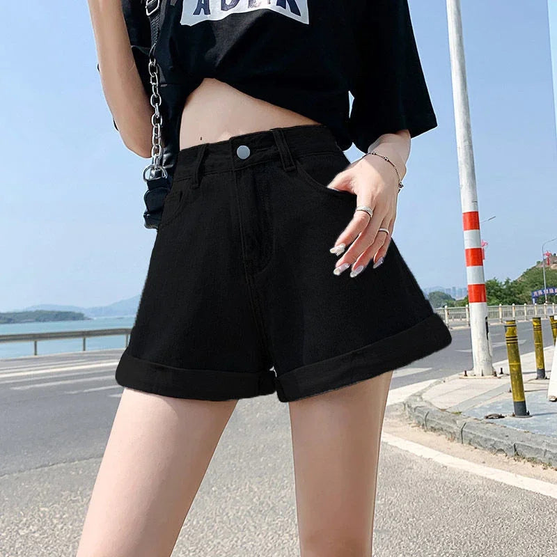Rovioo High-Waist Denim Shorts