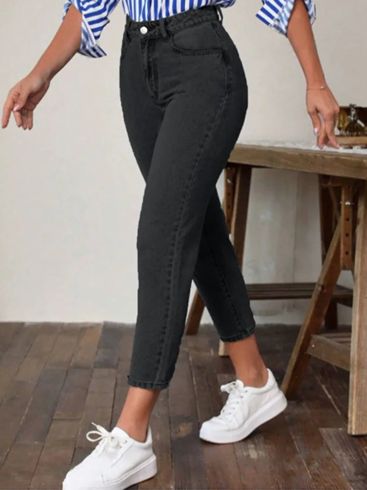 Rovioo High Waist Straight Pants