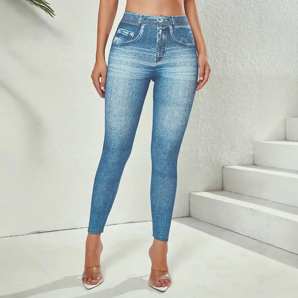 Rovioo High-Waist Vintage Denim Leggings