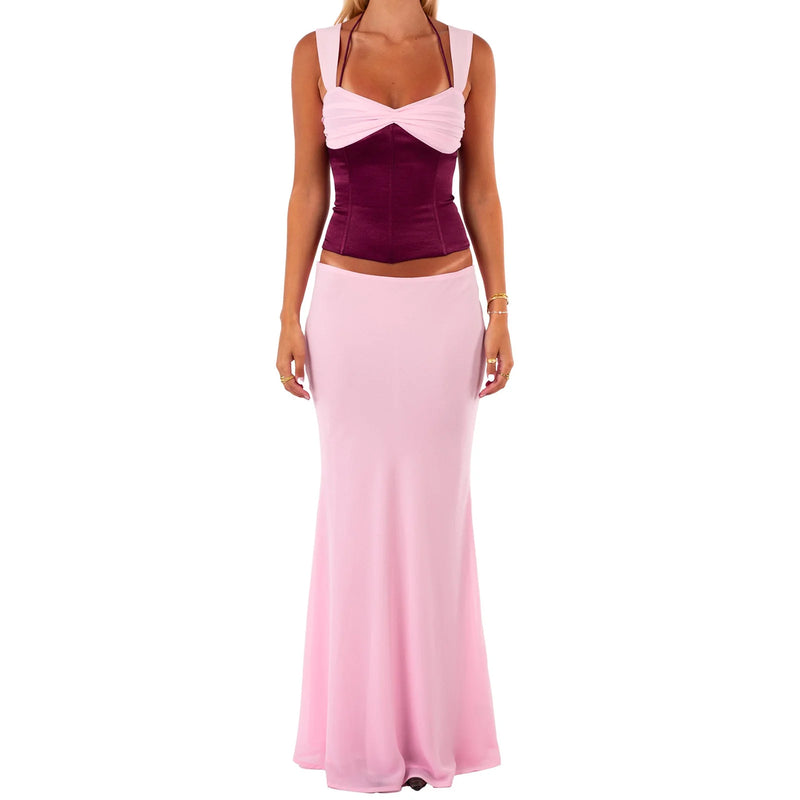 Rovioo CUTENOVA Women’s Summer 2-Piece Retro Maxi Set