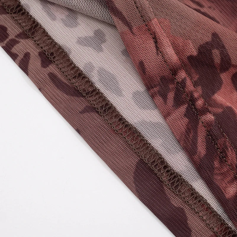 Rovioo CUTENOVA Women’s Floral Leopard Mesh Two-Piece Set