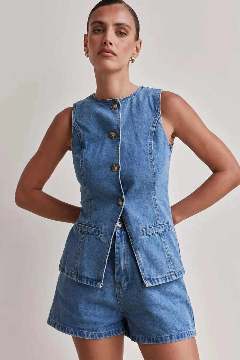 Rovioo Sleeveless Denim Top