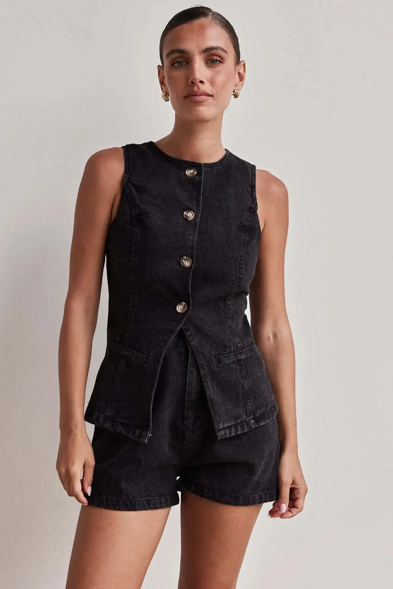 Rovioo Sleeveless Denim Top